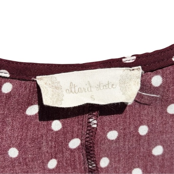 ALTAR’D STATE Polka Dot Wrap Blouse - Burgundy NWOT, size S color-of-the-season - Picture 7 of 10